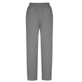 thumbnail image 4 of BUIgtTklOP Pants For Women Clearance Women's Solid Color Elastic Waist Straight Barrel Cotton Pockets Pants, 4 of 6