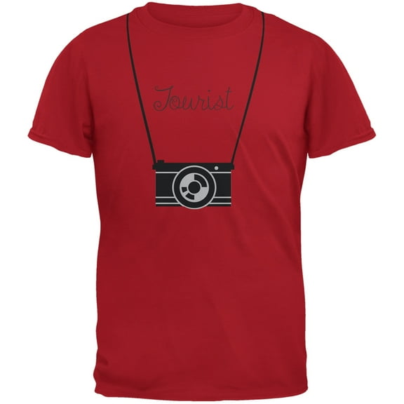 Tourist Hanging Camera Red Youth T-Shirt - Youth Medium