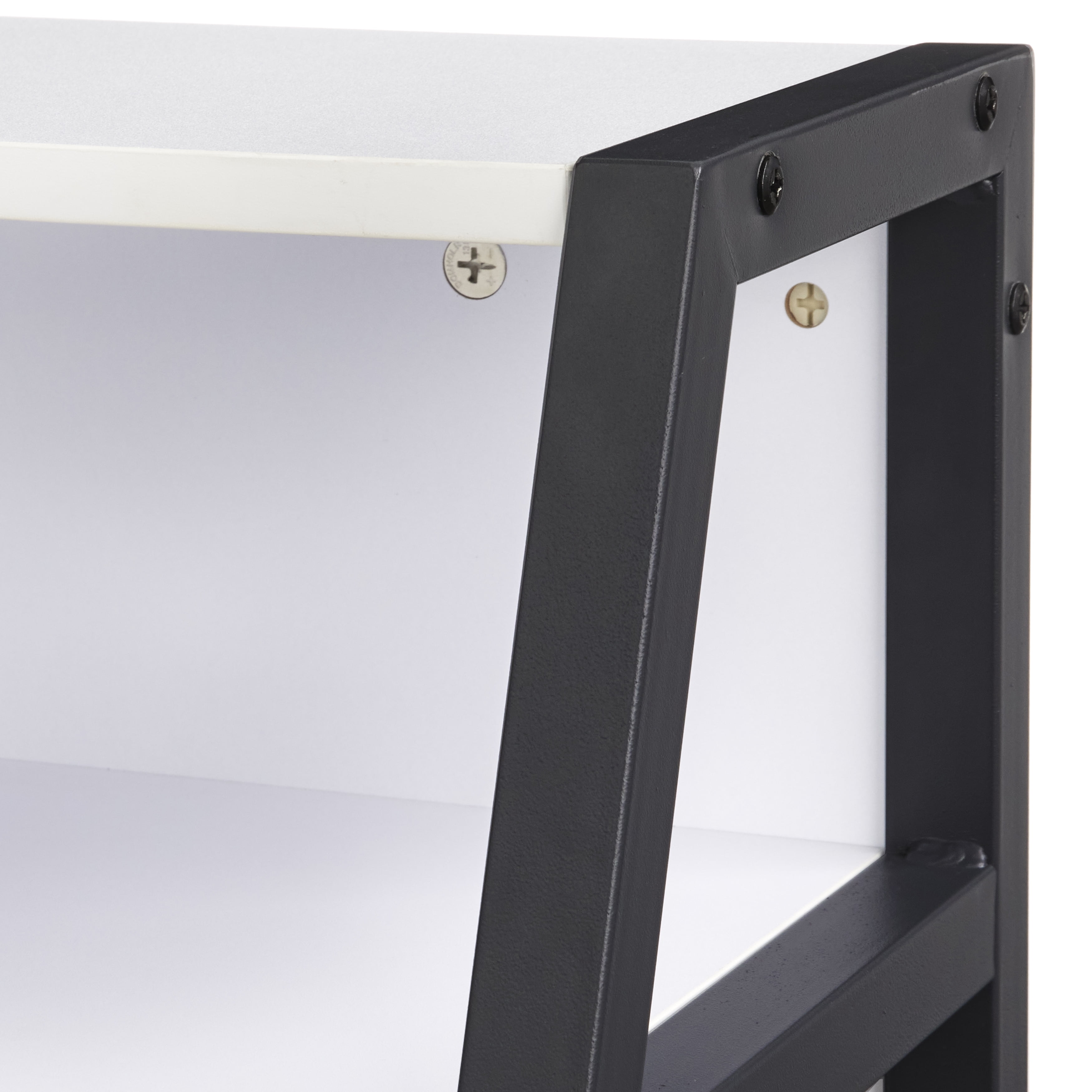 TMS Focus Contemporary Kids Metal Frame Desk and Adjustable Upholstered Swivel Task Chair Set, Black/White
