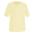 thumbnail image 4 of vigerkar Women's Oversized T Shirts V Neck Comfy Tees Summer Half Sleeve Casual Cozy Cotton Tunic Tops Plus Size Light Yellow, 3XL, 4 of 4