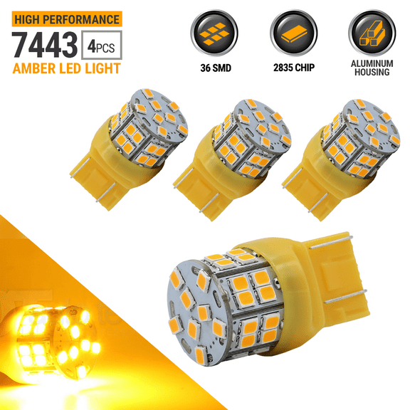 4X 40W 7443 LED Amber Yellow Turn Signal Parking DRL High Power Light Bulbs
