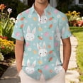 thumbnail image 2 of Men's Easter Egg Print Short Sleeve Button Down Shirt Casual Regular Fit Summer Beach Top Light Blue XL, 2 of 4