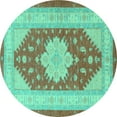 thumbnail image 1 of Ahgly Company Machine Washable Indoor Round Persian Turquoise Blue Traditional Area Rugs, 6' Round, 1 of 4