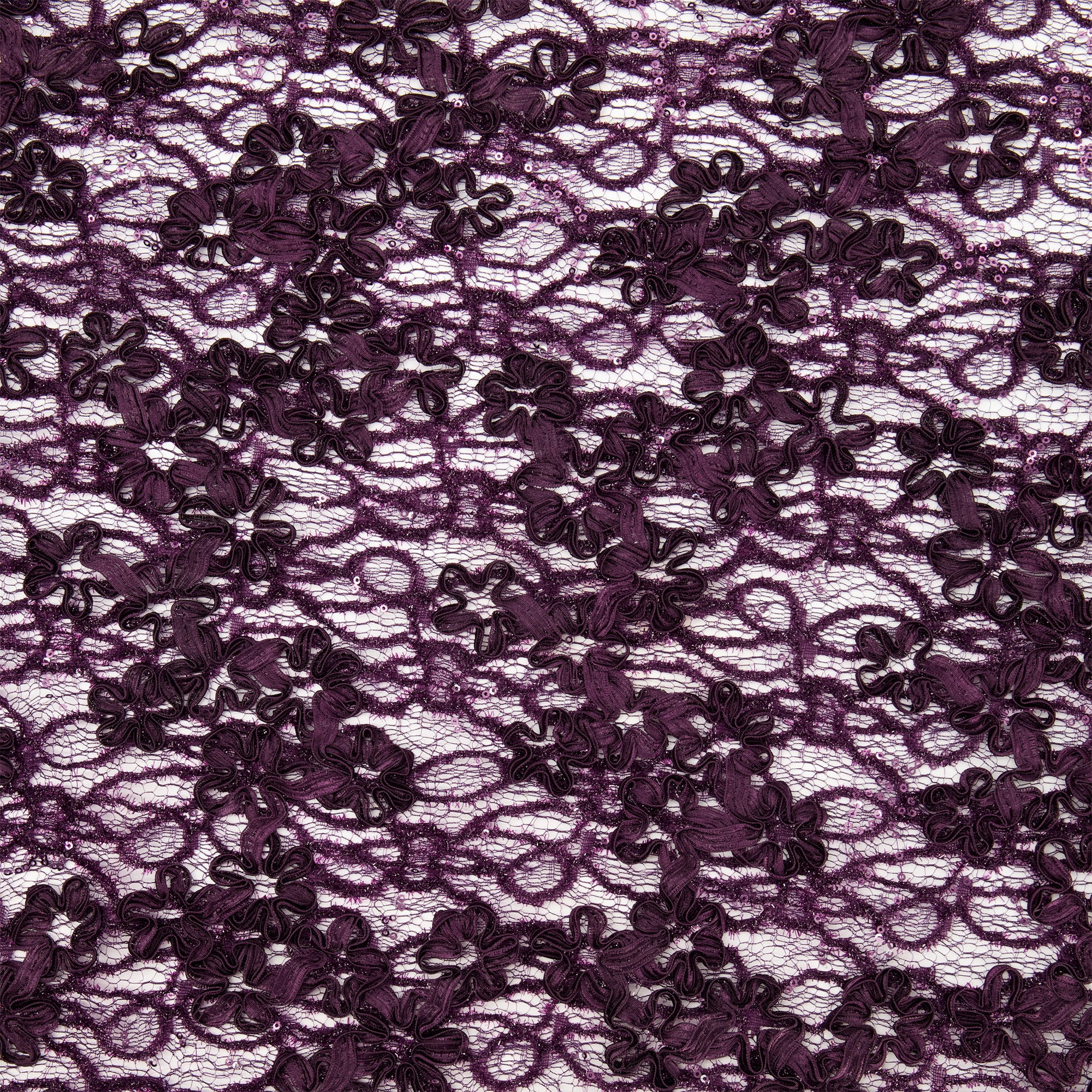 Zelouf Caen Ribbon Soutache Eyelash Lace  , Sewing, DIY, Crafts Fabric by the Yard, Baroque Plum, 10 Yard