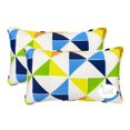 thumbnail image 1 of FBTS Prime 20x12 inch Rectangle Blue Triangle Outdoor Lumbar Throw Pillows with Inserts, Pack of 2, 1 of 8