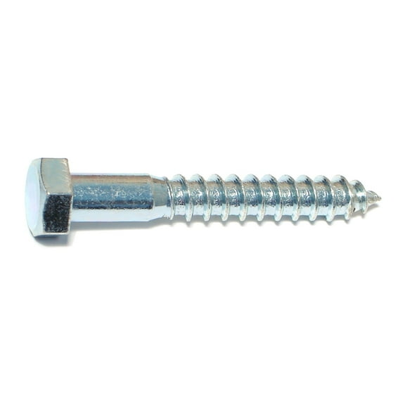 3/8" x 2-1/2" Zinc Plated Grade 2 / A307 Steel Hex Head Lag Screws HLSHS-402