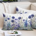 thumbnail image 2 of Purple Flowers Throw Pillow Covers, Spring Garden Floral Leaves Botanical Country Soft Breathable Pillow Cases with Invisible Zipper, Queen Size Pillowcases for Couch Bed Sofa Chair 20x30 Inches, 2 of 9
