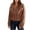 Coffee, variant on Cropped Bomber Jacket for Women Faux Wool Coat Zip Up Drawstring Stand Collar Trendy Clothing Drawstring Belted Tops (2XL, Wine)