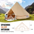 thumbnail image 3 of Carpa de lona VEVOR de 4 m, 4 estaciones, transpirable para 6 personas con conector para estufa, 3 of 9