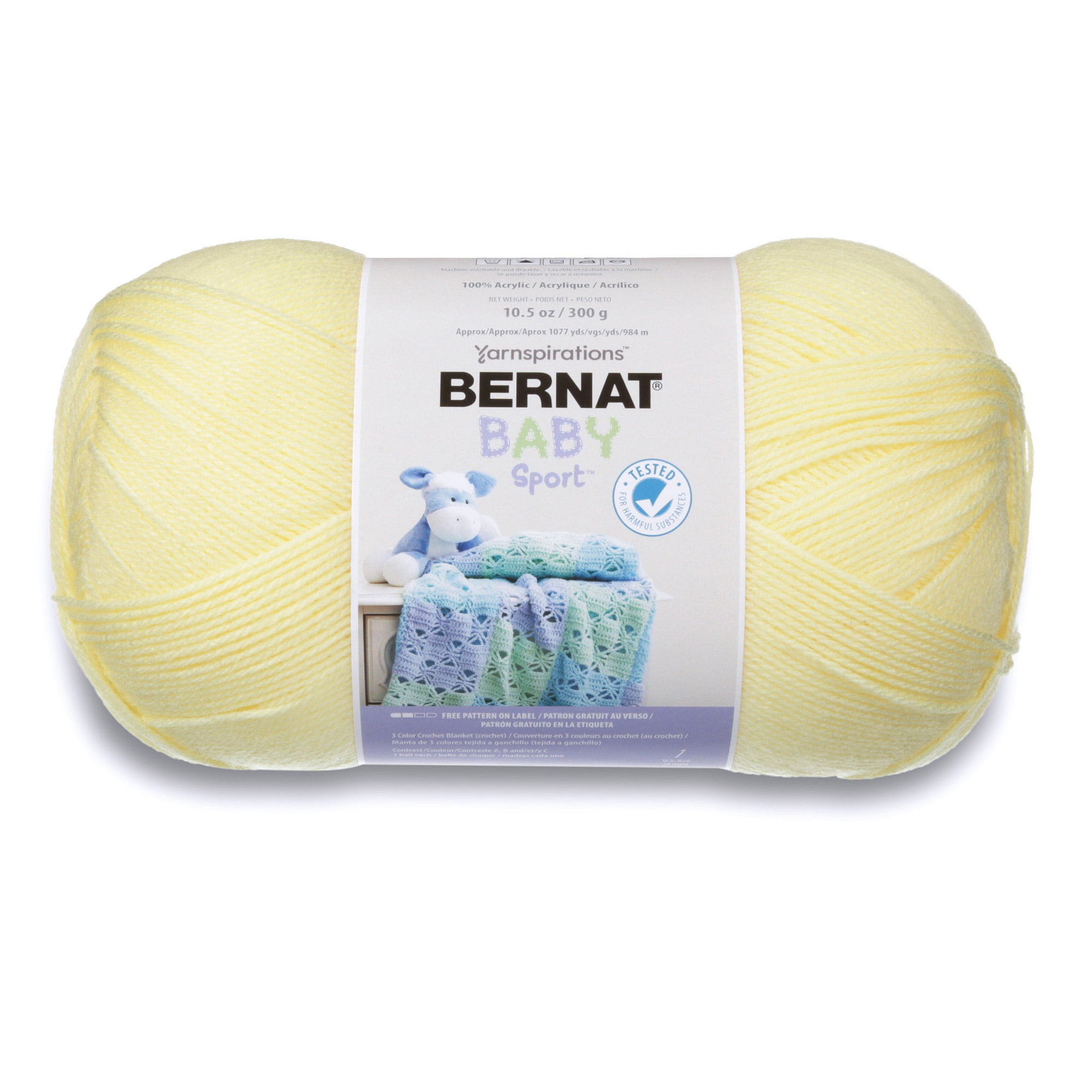 Bernat® Baby Sport bb™ #3 DK (Light) Acrylic Yarn, Baby Yellow 10.5oz/300g 1077 Yards