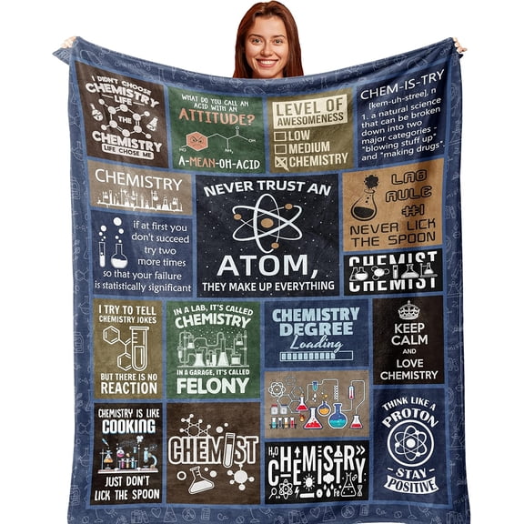 Chemistry Gifts for Women/Men, Best Chemistry Teacher/Students Gift, Birthday/Graduation Gift for Chemistry Lover, Science Blanket 60X50in