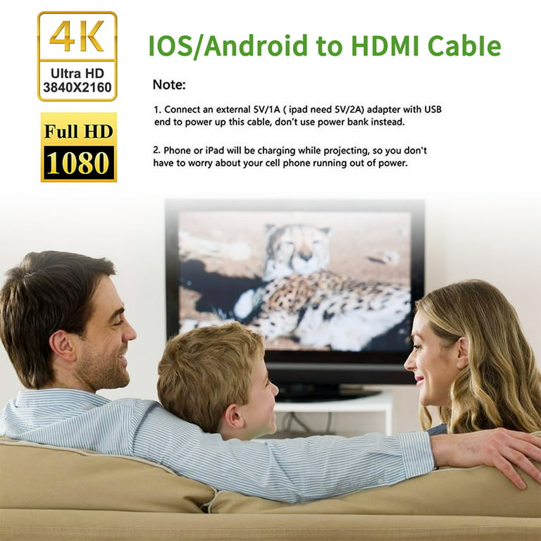   3 in 1 HDMI Cable Adapter,GrayRabbit 1080P USB/Type
