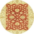 thumbnail image 1 of Ahgly Company Machine Washable Indoor Round Abstract Mustard Yellow Area Rugs, 3' Round, 1 of 7