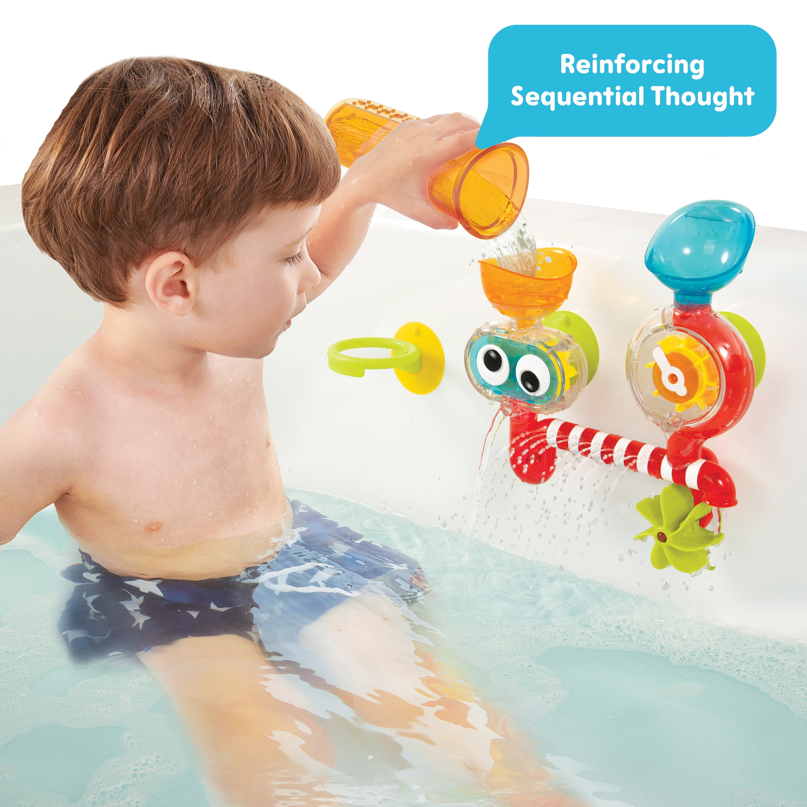 Yookidoo Baby Bath Toy - Spin N Sprinkle Transparent Water Lab, Attaches to Any Tub Wall, 1-3 Years