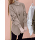 thumbnail image 4 of Sudadera holgada de manga larga con forro polar y cuello alto para otoño/invierno, elegante y gruesa, de longitud media, para mujeres de talla grande, 4 of 4