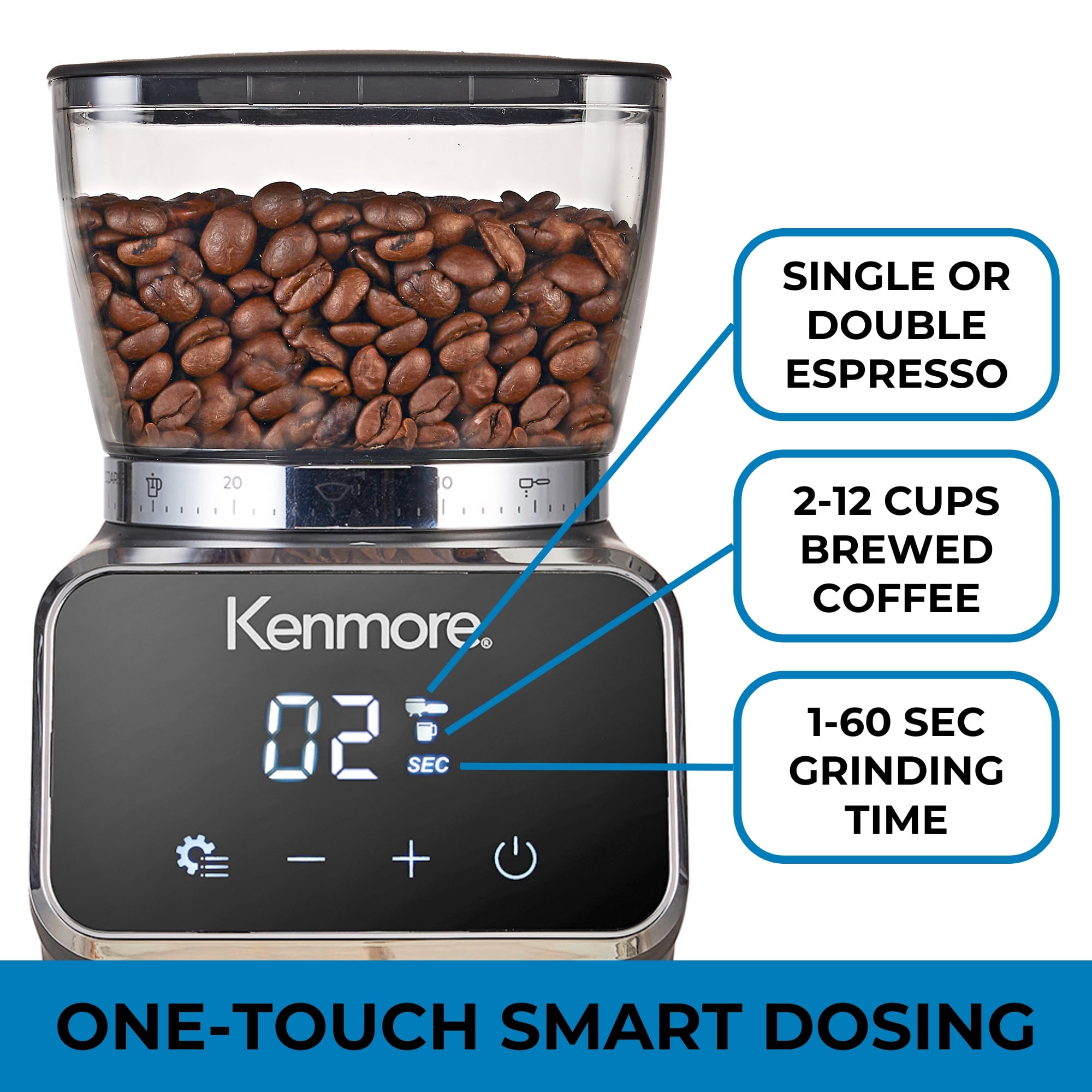 Kenmore Digital Conical Burr Coffee Grinder With 30 Grind Sizes