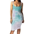 thumbnail image 4 of 2026 Womens Clothing under $5 asdoklhq Womens Plus Size Dresses,Women's Gradient Print Sleeveless Tight O-Neck Short Dress Summer Dresses, 4 of 9