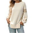 thumbnail image 2 of Ounisa Women's Curved Hem Long Sleeve Sweaters, Side Split Crew Neck Tunic Tops Loose Fit Shirts Basic Pullover, 2 of 6