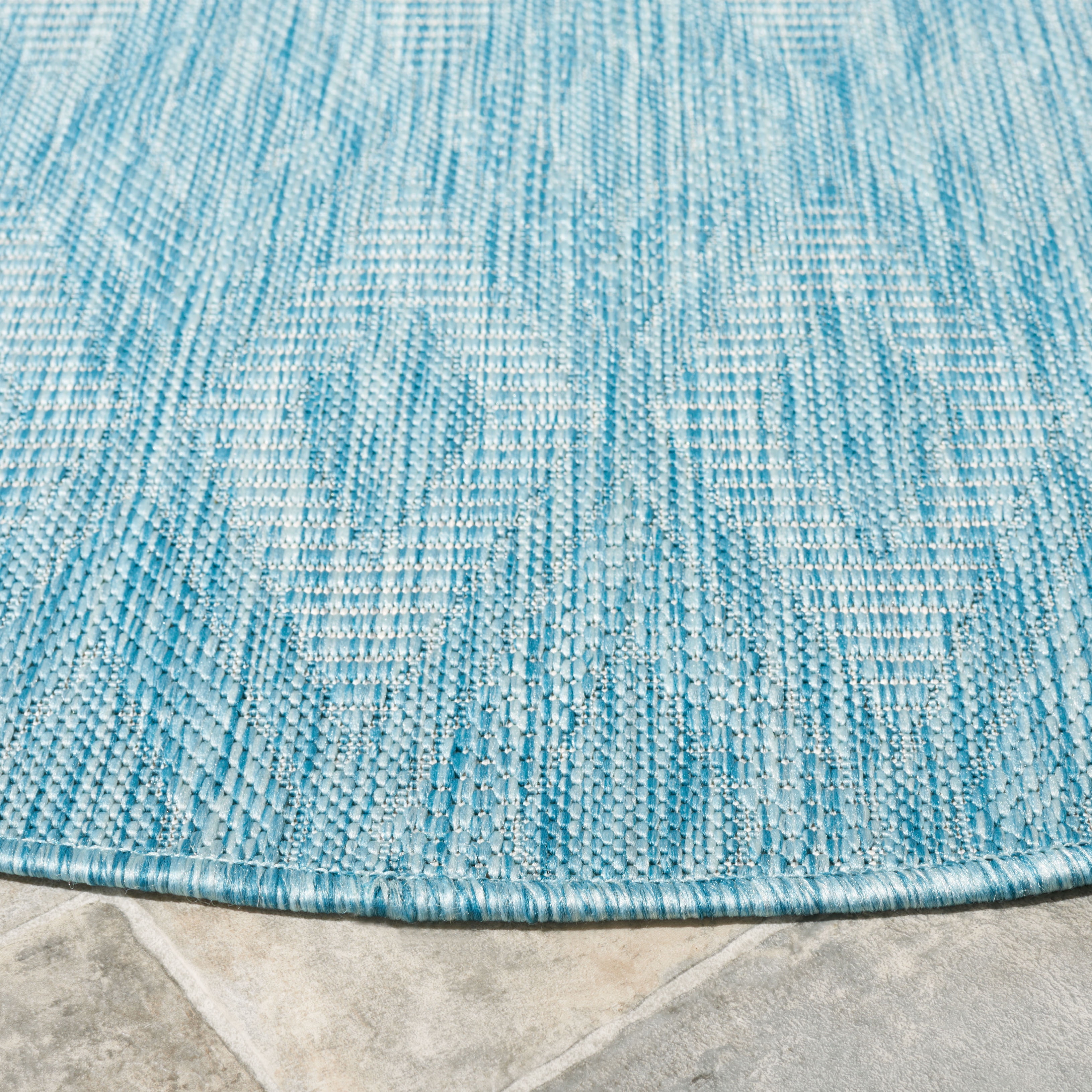 Safavieh Courtyard Teodor Geometric Indoor/Outdoor Area Rug, Aqua, 6'7" x 6'7" Round