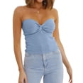 thumbnail image 3 of Womens Tube Tops Summer Outfits Beach Vacation Clothes Sweaters Strapless Sleeveless Tank Tops Blue XL, 3 of 9