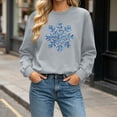 thumbnail image 2 of gbyLJF Women's Snowflake Christmas Sweatshirt Fuzzy Long Sleeve Holiday Tops Festival Travel Fleece Warm Pullover, 2 of 6
