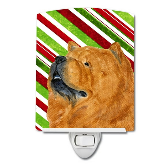 Chow Chow Candy Cane Holiday Christmas Ceramic Night Light