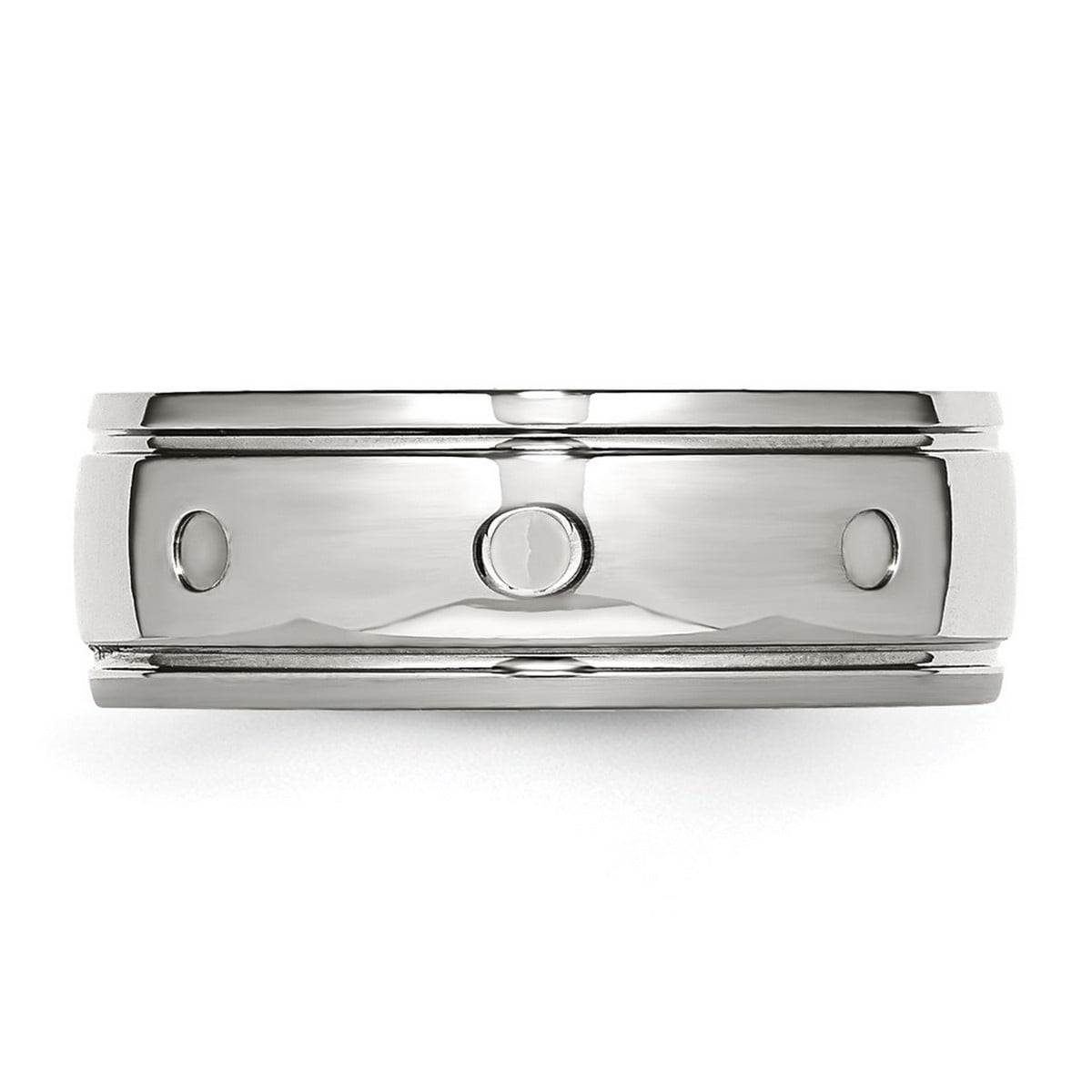 8mm Stainless Steel Half Round Polished Grooved Ring Size 9 Ring for Women