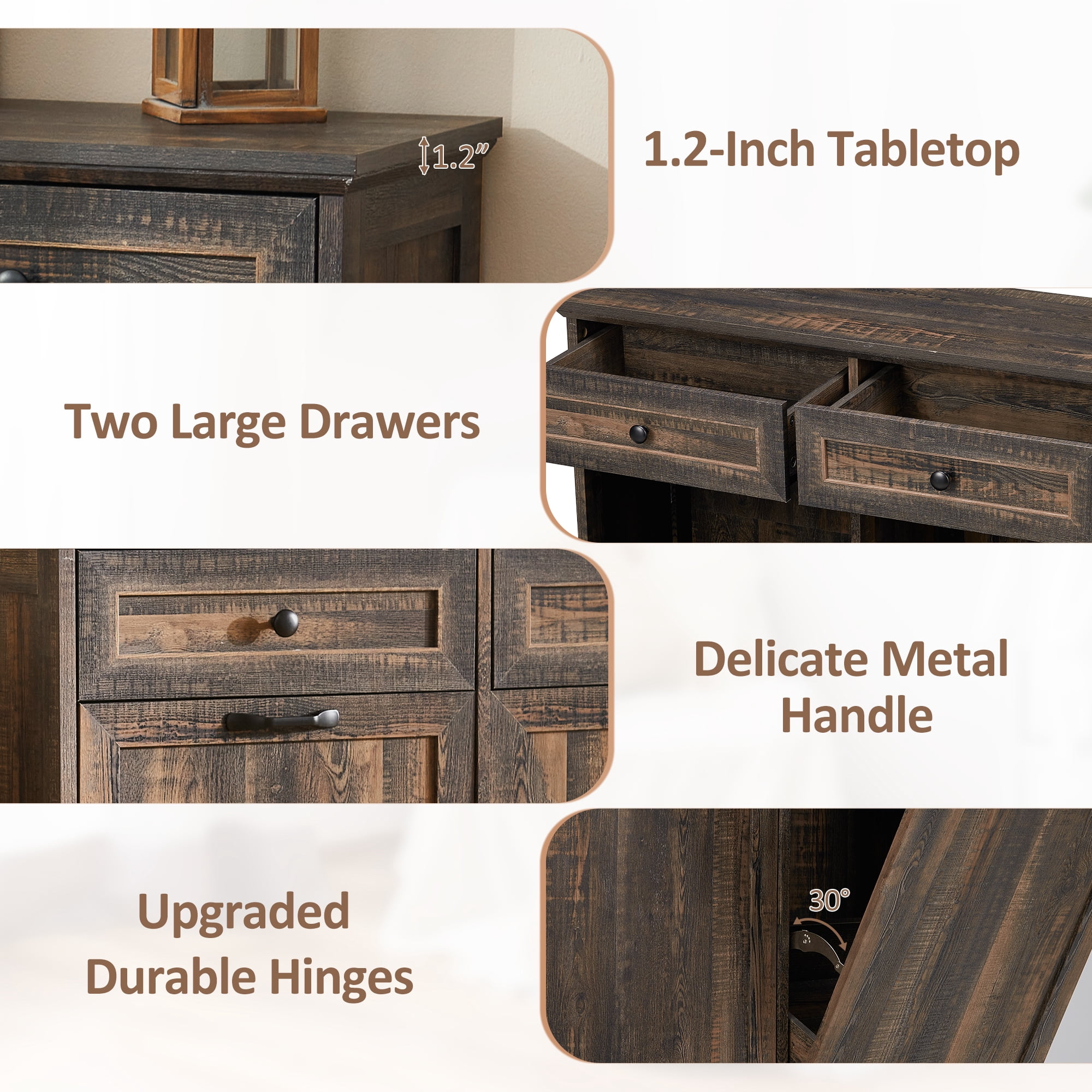 HARIPUL Double Tilt Out Trash Cabinet, 26 Gallon Trash Can Cabinet with Drawers & Handles for Kitchen, Dark Brown