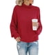 thumbnail image 1 of ICHUANYI Clearance Women's Casual Solid Tops Knitting Long Sleeves Pullover Sweater(Wine, XL) ICHUANYI WER2023081201326, 1 of 5
