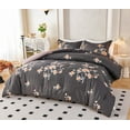 thumbnail image 2 of Koniroom 2Pcs Dark Grey Floral Comforter Set Twin Size – Reversible Blossom Bedding with Orange Flower Blooms, Modern Glam, 2 of 12