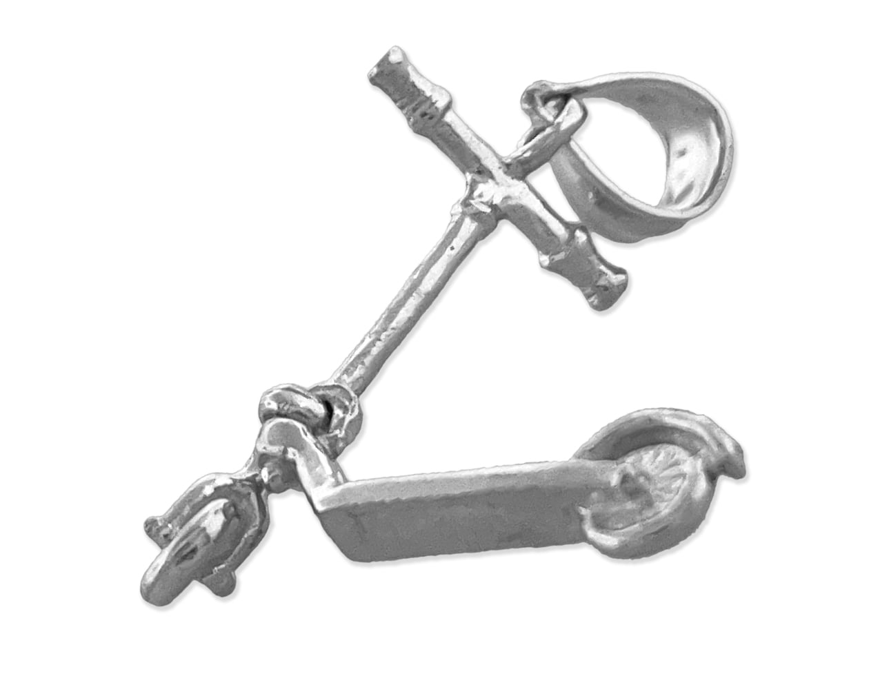 Rhodium Plated 925 Sterling Silver 3D Scooter Moveable Charm