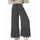thumbnail image 2 of Pantalones Palazzo Holgados de Playa con Cintura Alta Elástica, Dobladillo con Volantes y Pierna para Mujer Gris Oscuro XS, 2 of 7