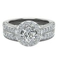 thumbnail image 4 of Diamond Wedding Ring Set Round Diamond Halo Rings 8-Prongs 14K White Gold 1.15 Carat (F,VS1), 4 of 5