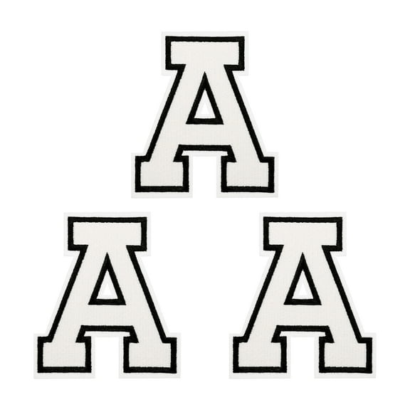 Uxcell Iron on Letter Patches, 3 Pcs 4.4"/11.3cm Large Alphabet A Iron on Embroidered Applique Sew on Patches for Clothes, Dress, Socks, Jeans, Hats, DIY Accessories (White)