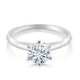 thumbnail image 2 of Gem Stone King 18K White Gold White Moissanite Solitaire Engagement Ring for Women (1.00 Cttw, Round 6.5MM, Size 5), 2 of 5