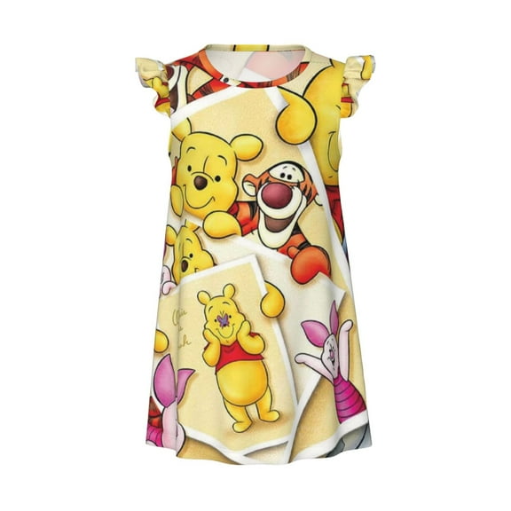 Girls Winnie The Poo Nightgowns Pajamas Kids Sleepwear Night Dress Sleep Clothes Nightshirt Nightie