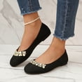 thumbnail image 5 of KIJBLAE Women's Pearl Rhinestone Decor Closed Toe Flats, Solid Slip On Comfortable Daily Casual Flat Shoes Black 36, 5 of 8