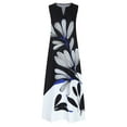 thumbnail image 4 of Brilliant Womens Dresses Plus Size Women's Casual Long Dress with Pocket Floral Print Sleeveless Maxi Dress Summer White 3XL-5XL, 4 of 9