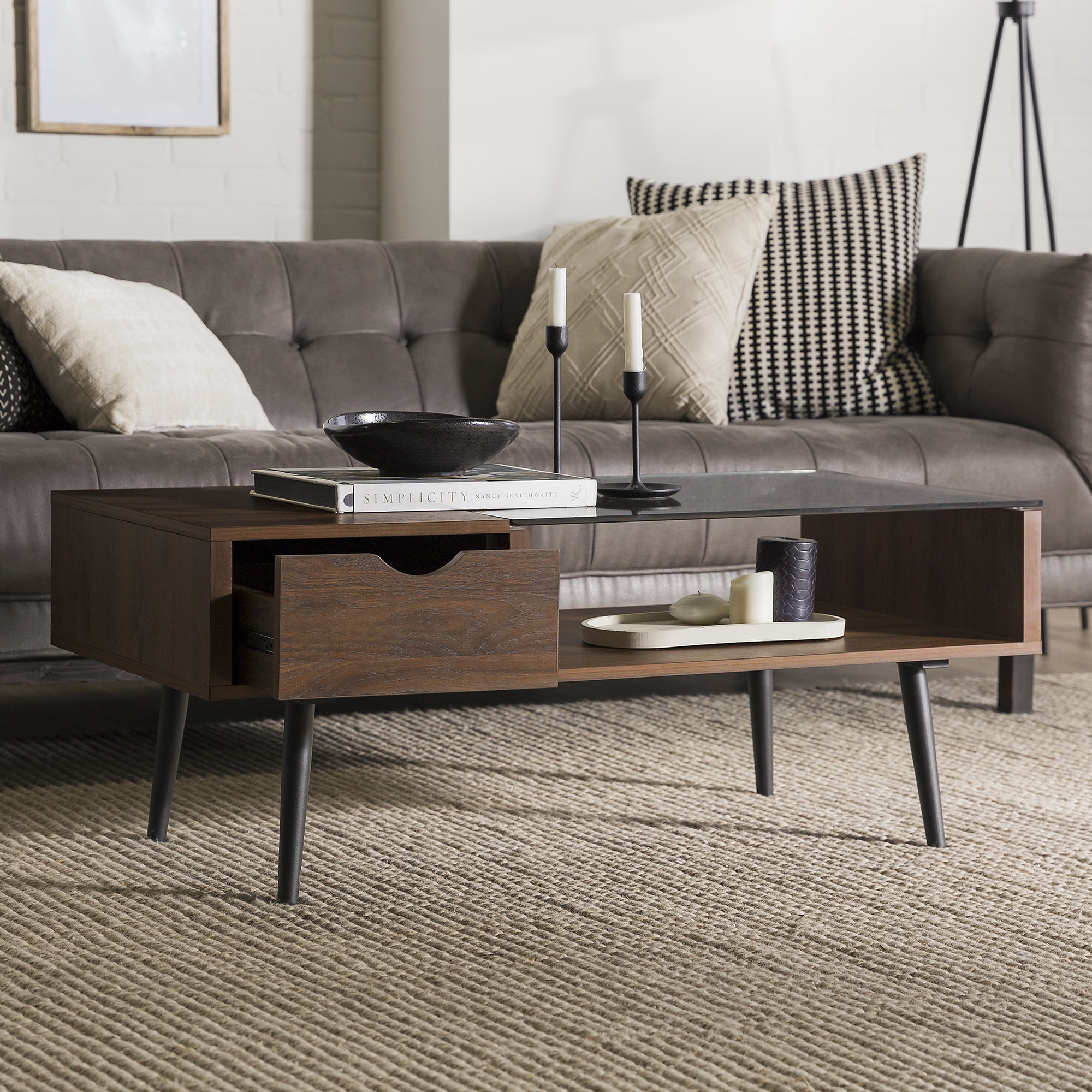【Lrose】WTW　MARVERICKS COFFEE TABLE Walker Edison | Faux Marble Pattern Modern Coffee Table