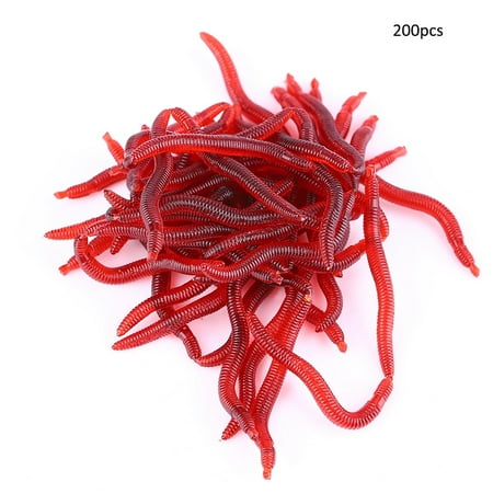 200Pcs 3.8cm Artificial Soft Red Small Earthworm Worm Fishing Bait Fishing Lures Accessory Powodzenia