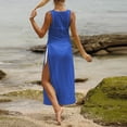 thumbnail image 5 of Kilaqueen Women's Sexy Sheer Mesh Long Cover up Dress High Split Drawstring Off Shoulder Bikini Long Dress, 5 of 6