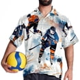 thumbnail image 4 of Ice Hockey Men's Short Sleeve Printed Poplin Beach Shirts with Spread Collar - Casual Button Down Summer Tops for Unisex, 4 of 6