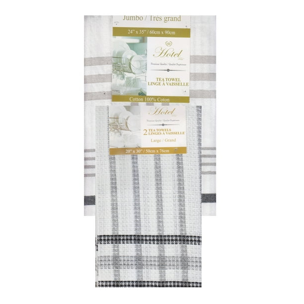 Set Of 3 Grey And White Gourmet Pro Kitchen Drying Tea Towels Walmart Com Walmart Com