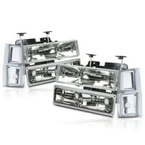 DNA Motoring 8 pcs All Chrome Headlight Parking Signal Lamps For 1994-1999 Chevy C10 C/K Pickup