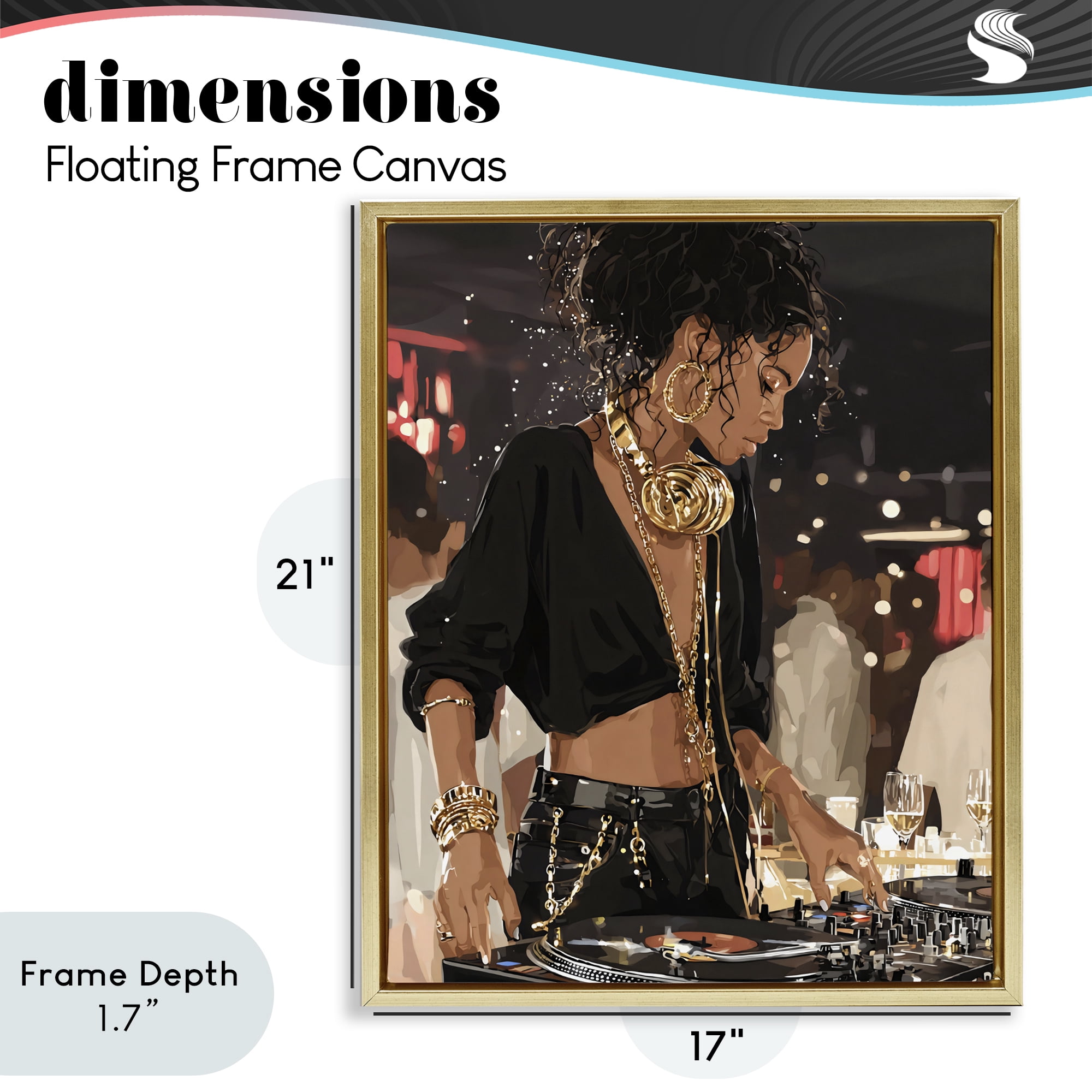 Stupell Industries Touches Of Gold DJ Gold Framed Floater Canvas Wall Art, design by Franklyn Gregory