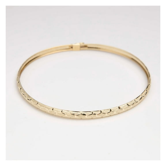 4mm Textured Women's Adult Bangle Bracelet 10K Yellow Gold, 2.25 Gr - Goldum NYC