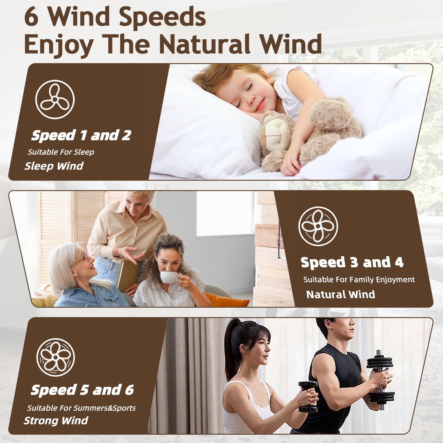 LANHAI 52 inch Modern Downrod Mount Bedroom Ceiling Fan