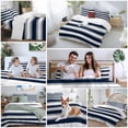 thumbnail image 6 of Navy Blue Duvet Cover Set Twin Size and Grey Stripe Abstract Geometric Striped Soft Lightweight Comforter Covers 4 Piece Bedding Set with 1 Duvet Cover 1 Bed Sheet & 2 Pillow Shams, 6 of 8