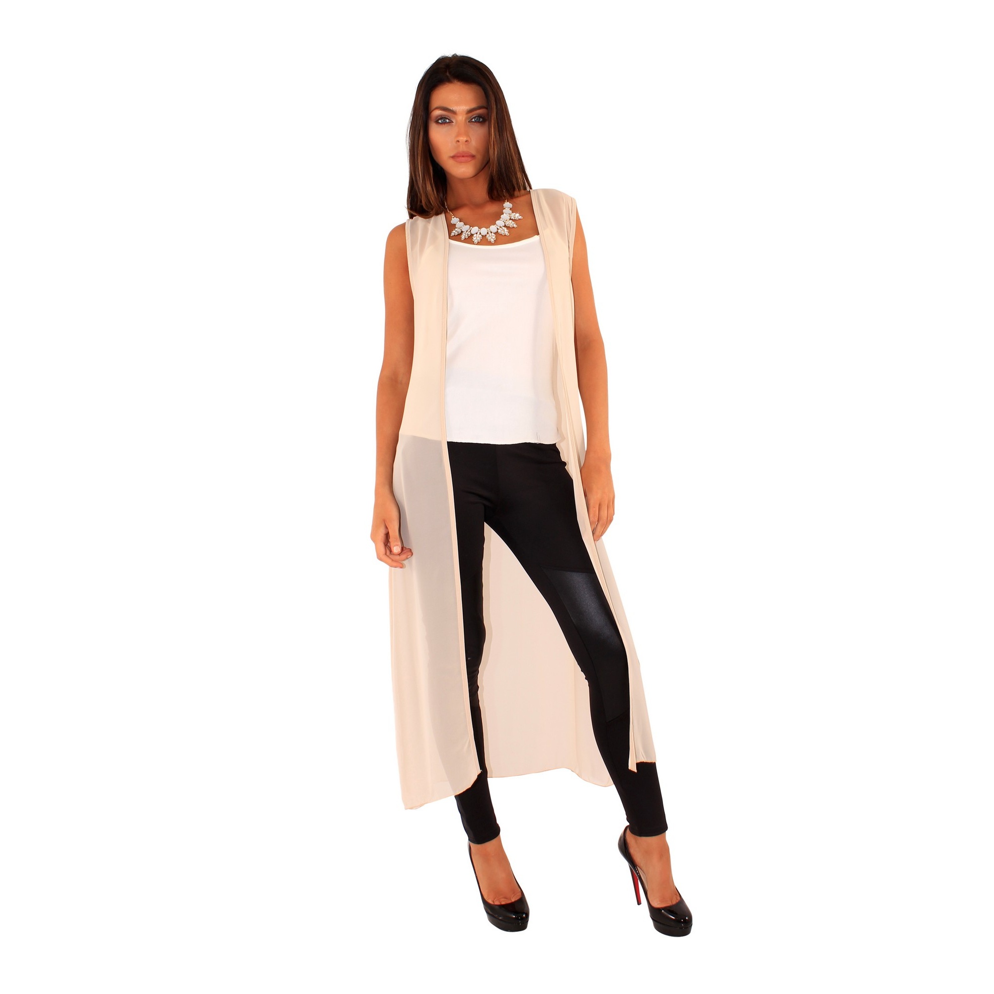 sheer sleeveless cardigan