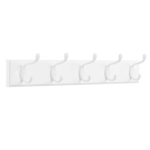 Perchero de pared SONGMICS blanco con 5 ganchos dobles
